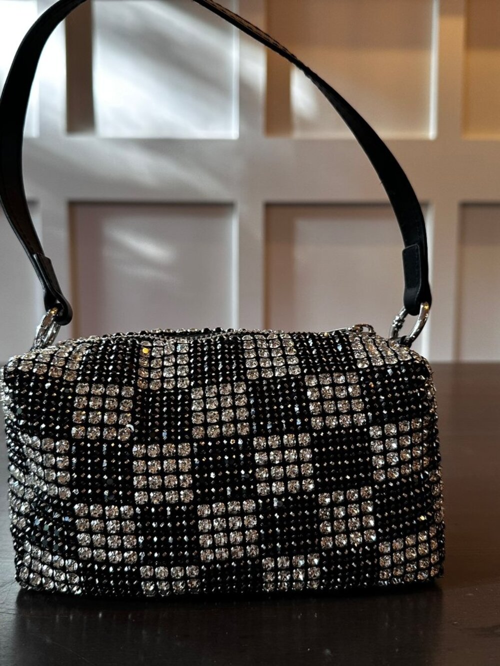 ✨🖤 Bari Lynn Rhinestone Checkerboard Shoulder & Crossbody Purse 🖤✨ - Picture 3 of 11